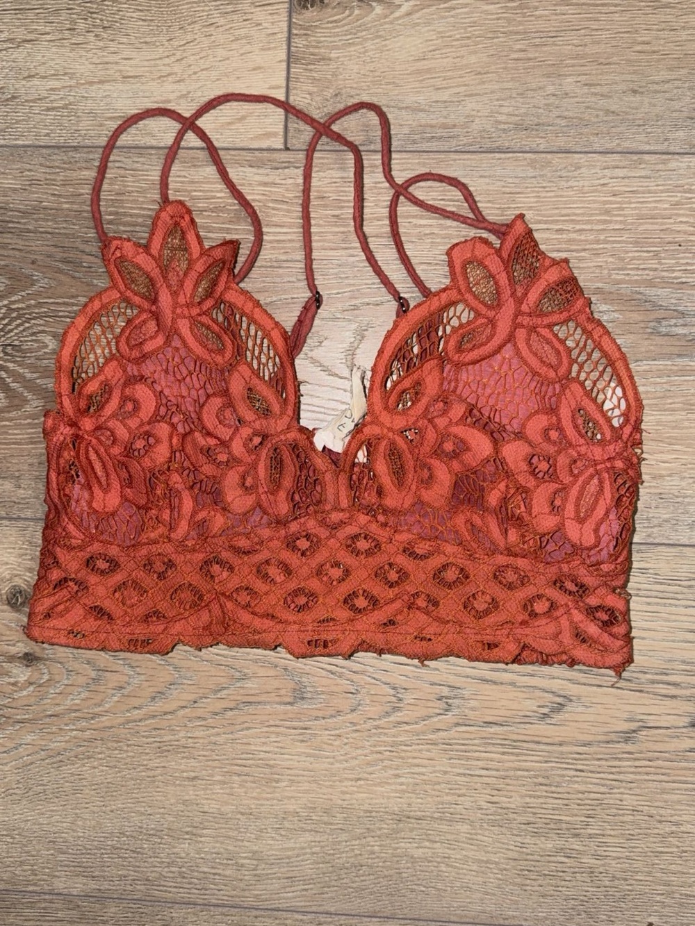 Free People Adella Lace Bralette Rust Orange S